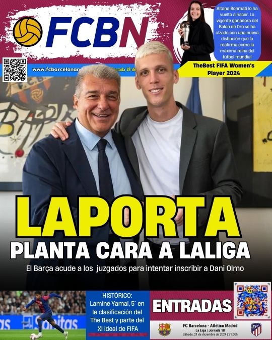 PORTADA FCBN fc barcelona laporta denunciaa la liga inscripción Dani Olmo Pau Víctor