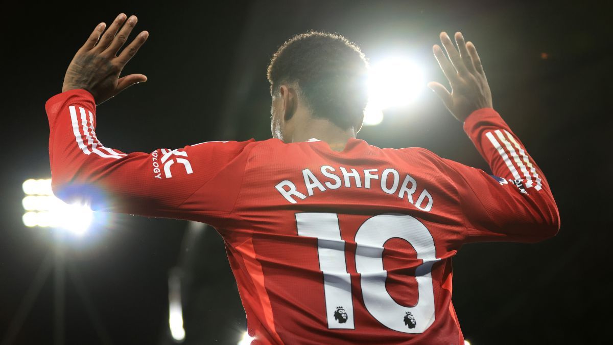 Marcus Rashford en el duelo entre el Manchester United y el Ipswich Town en la Premier League