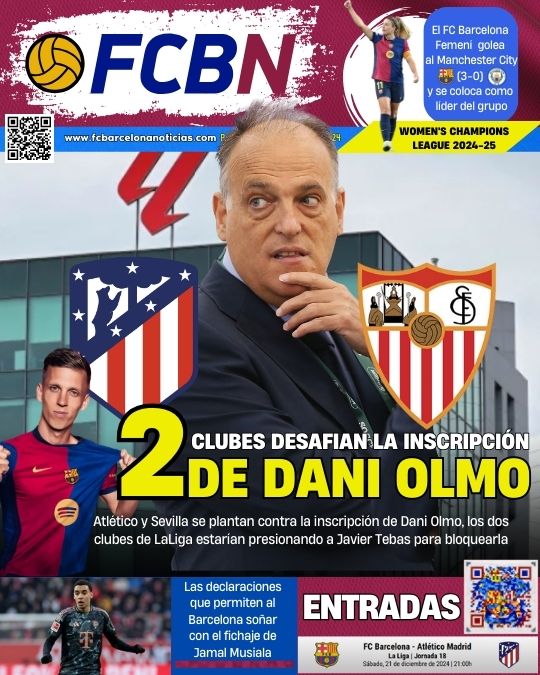 FCBN Cover 12/19/2024: 2 CLUBS CHALLENGE DANI OLMO'S REGISTRATION