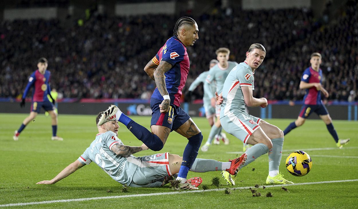 Raphinha durante el Barça-Atlético (1-2)