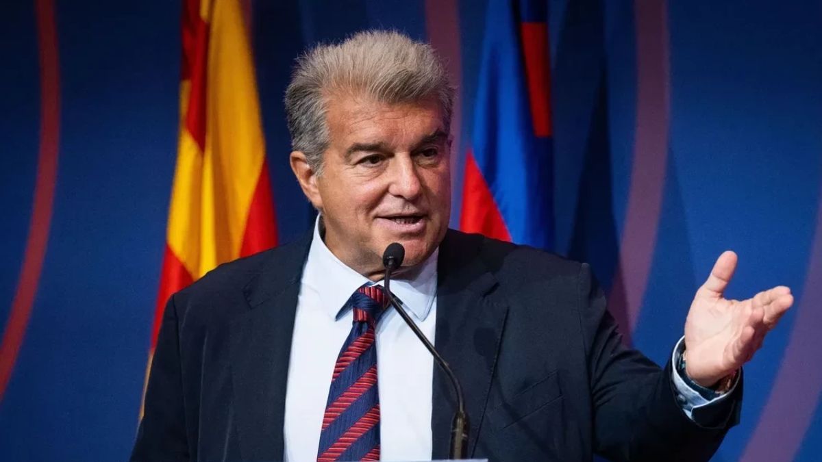 Joan Laporta durante la Asamblea Nike 2038