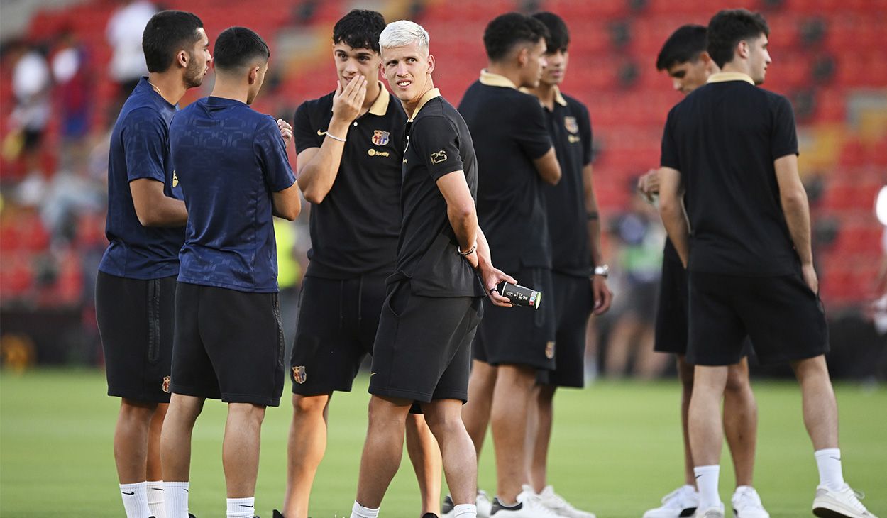 Barça players before the match against Rayo