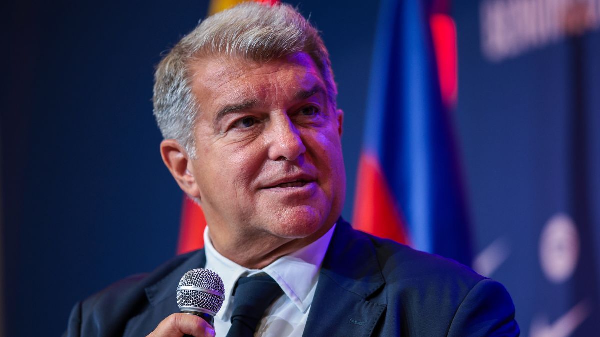 Joan Laporta en la presentación de Hansi Flick como entrenador del FC Barcelona