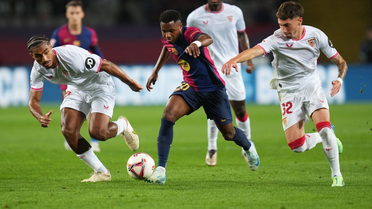 Ansu Fati en el partido del FC Barcelona ante el Sevilla esta temporada