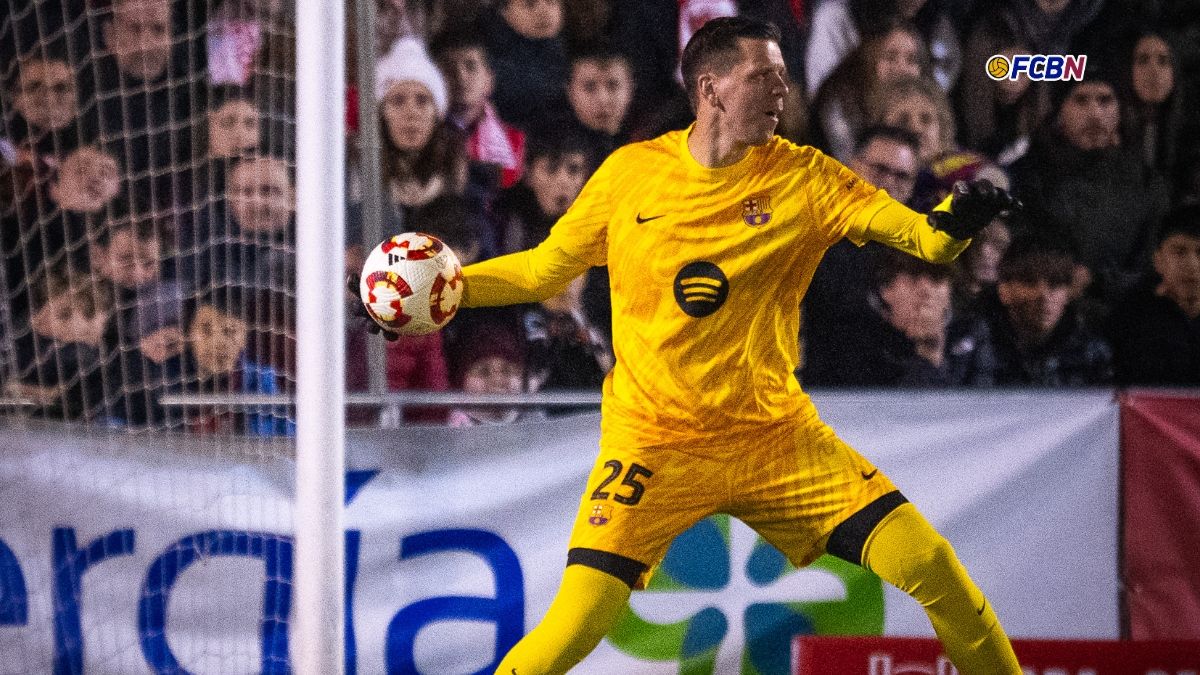 Wojciech Szczesny durante el Barbastro-Barça (0-4)