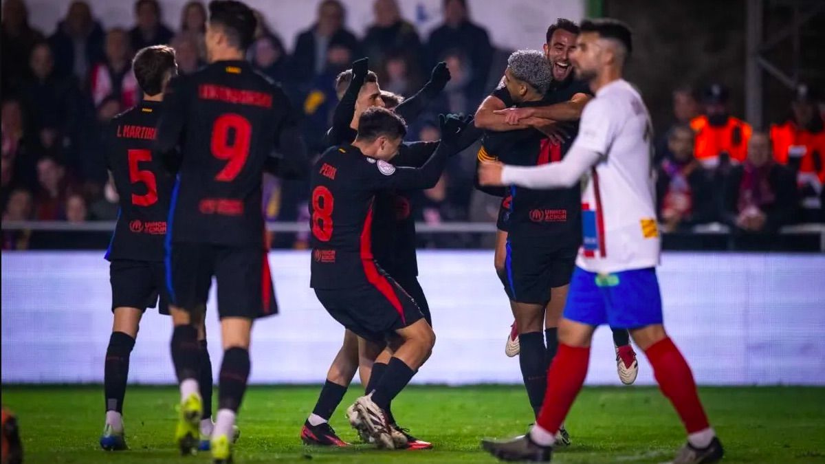 Los jugadores del Barça celebrando un gol