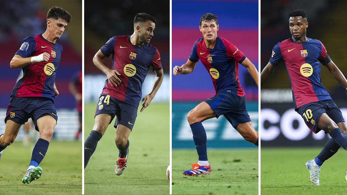 Pau Víctor, Eric García, Andreas Christensen y Ansu Fati con el Barça