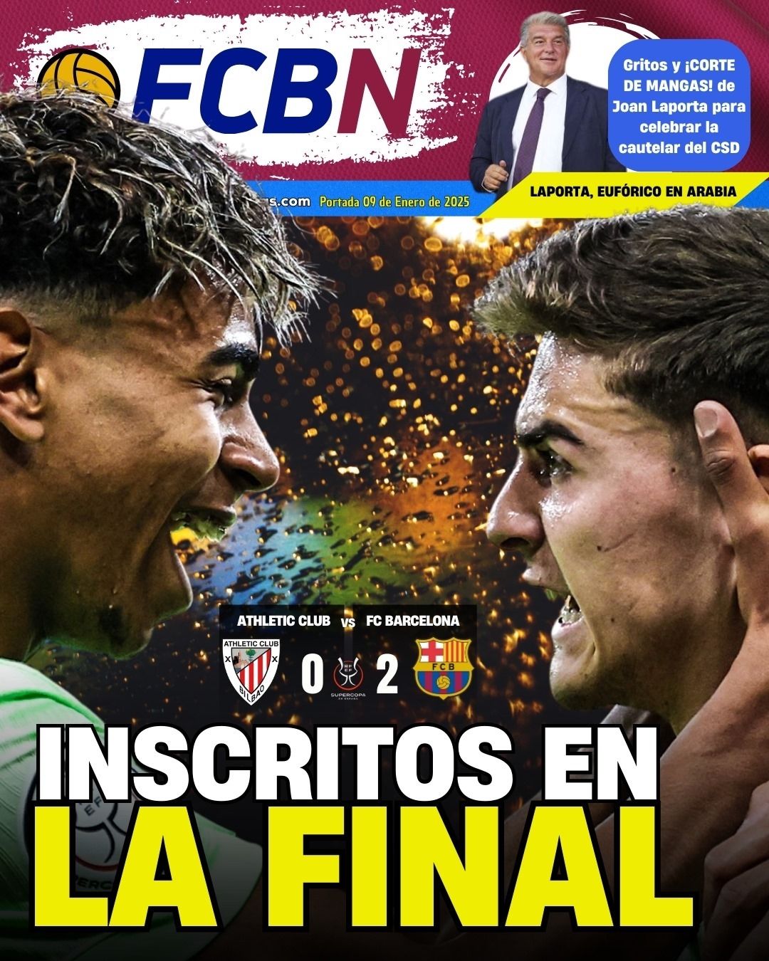 Portada de FCBN 09/01/2025: INSCRITOS EN LA FINAL - ATHLETIC CLUB 0-2 FC BARCELONA