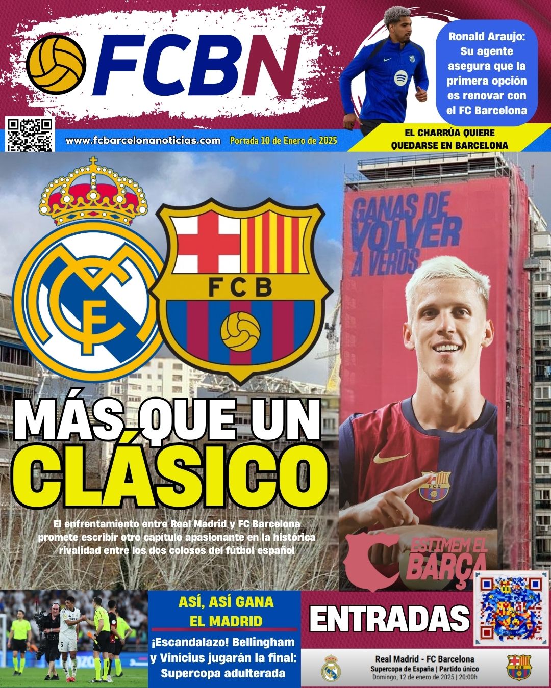 PORTADA FCBN 10 ENERO 2025 FINAL SUPERCOPA DE ESPAÑA REAL MADRID FC BARCELONA