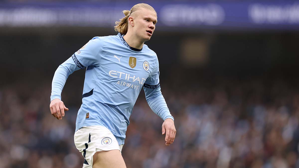 Erling Haaland en un partido con el Manchester City