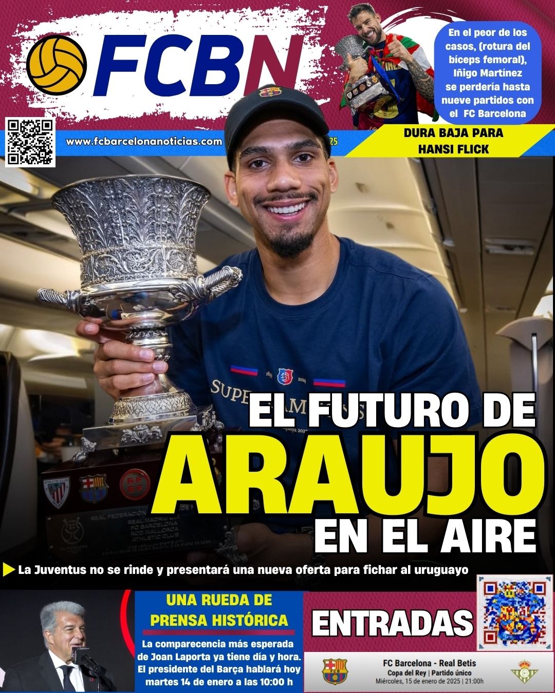 Portada de FCBN 14/01/2025: EL FUTURO DE RONALD ARAUJO, EN EL AIRE