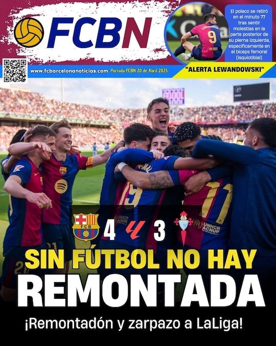 portada fcbn 20 abril 2025 barcelona 4 3 celta remontada portada fcbn 20 abril 2025 barcelona 4 3 celta remontada