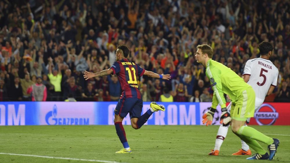 Neymar hizo el 3-0 ante el Bayern Múnich en 2015 Neymar scored the 3-0 against Bayern Munich in 2015