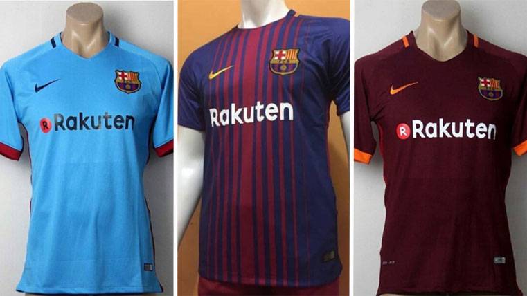 These are the three T-shirts of the FC Barcelona 2017-18