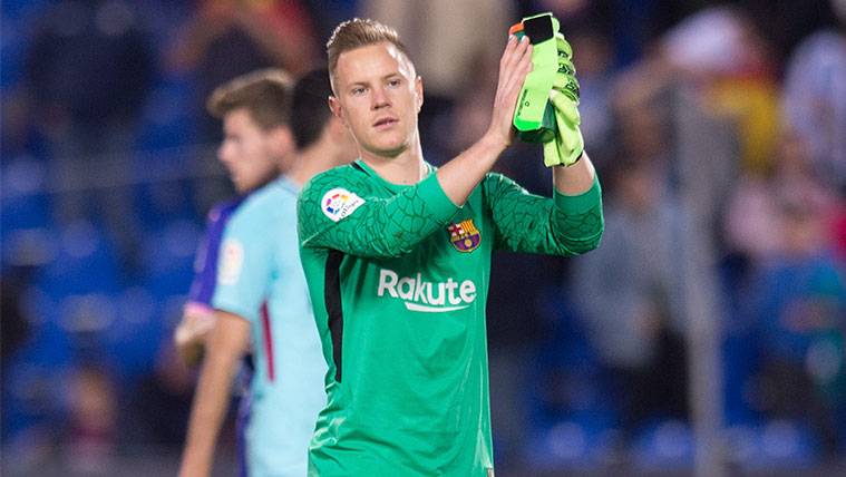 Marc-André Ter Stegen celebra una victoria del FC Barcelona