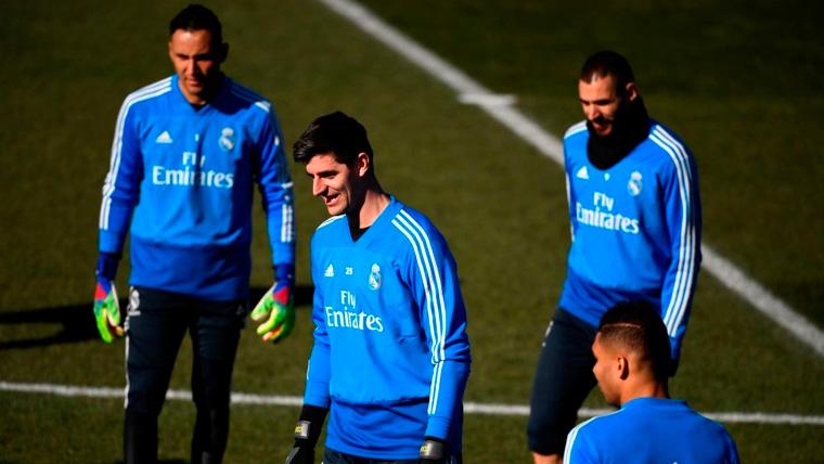 Los jugadores del Real Madrid en una sesión de entrenamiento