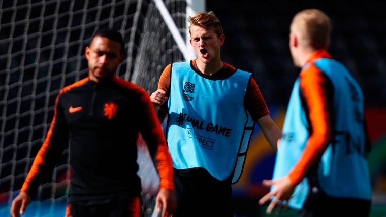 Matthijs de Ligt en un entrenamiento de la selección de Holanda